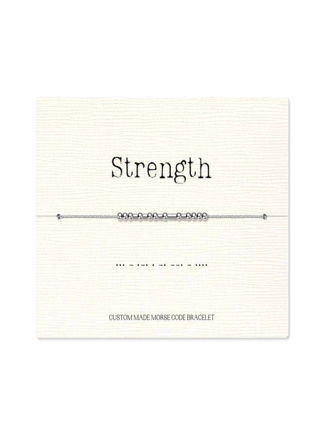 Loved Creations Morse Code Bracelets, Strength Inspirational Morris Code Bracelet for Women, 925 Sterling Silver Blessed Jewelry Gifts for Women Men - Image 1